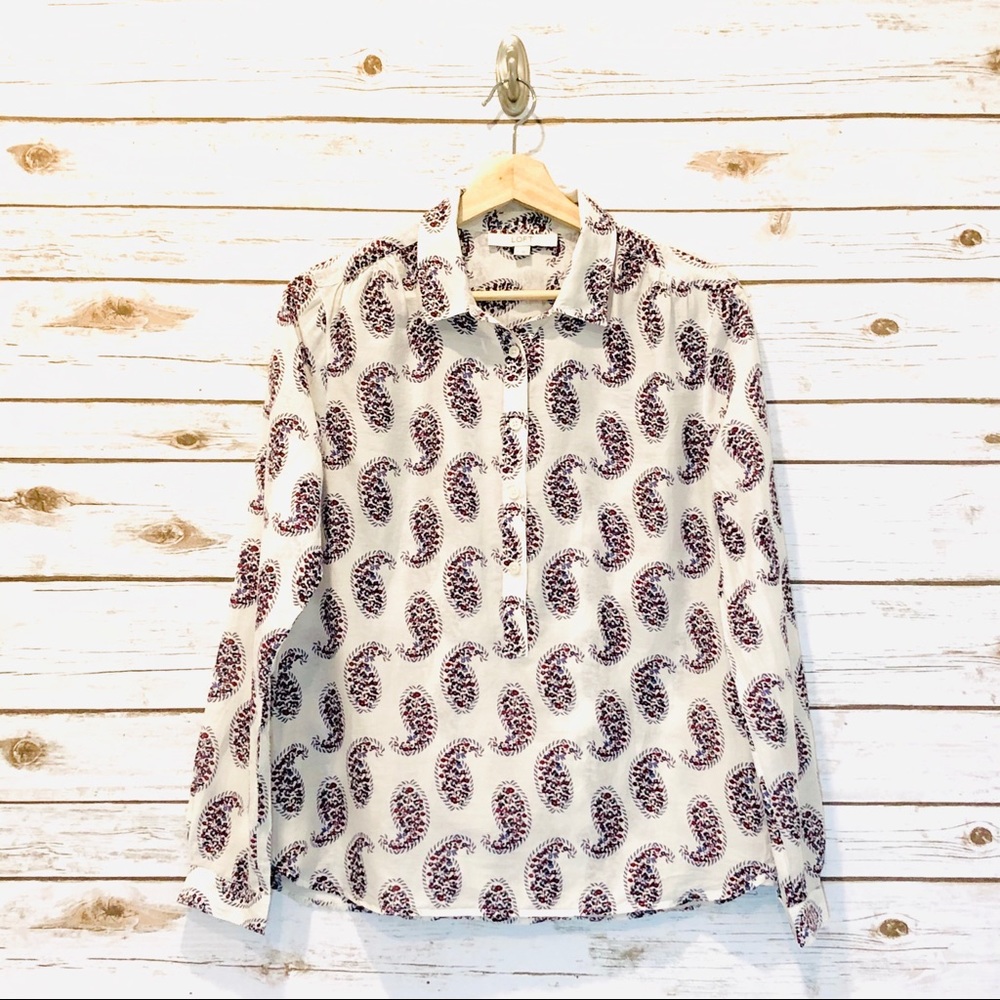 * LOFT • Popover Silk Blend Blouse